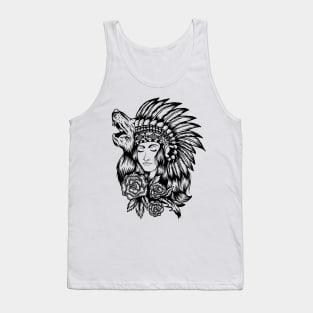 Native American (Injun) Wolf Girl Tank Top